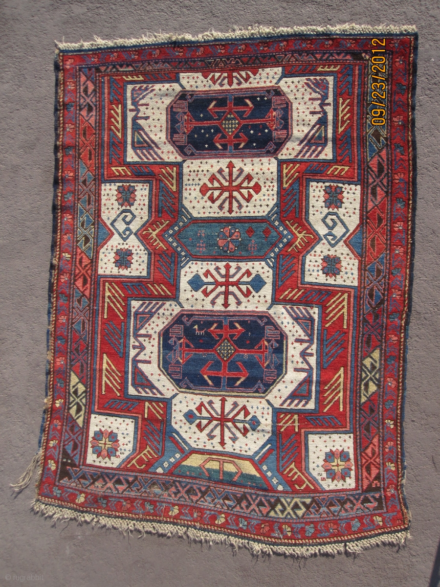 Sexy Kuba rug,circa 1860, with bold and rare design, in very good ...