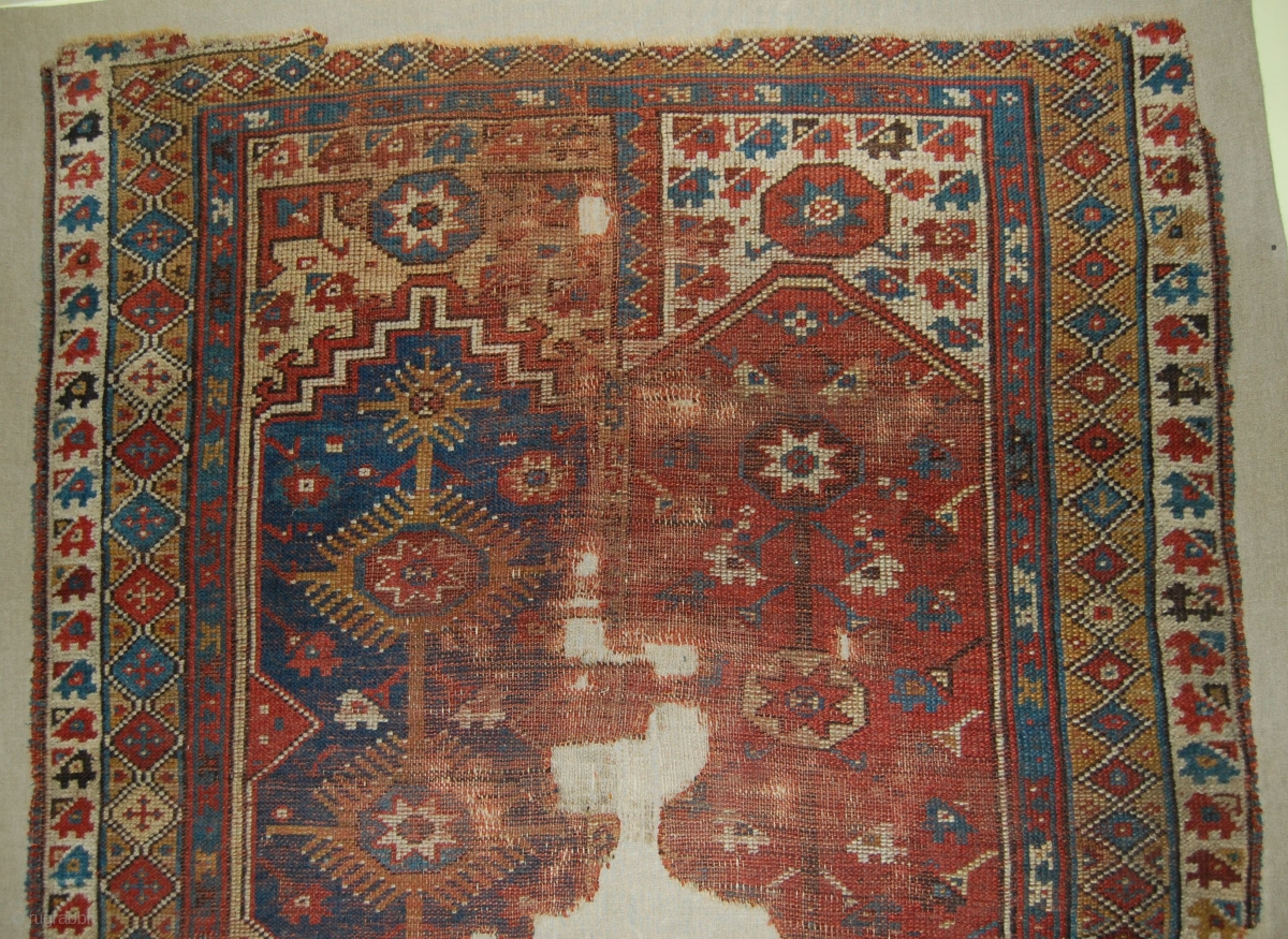 Turkish Fethiye/Makri rug fragment. Classic Makri prayer rug. It has ...