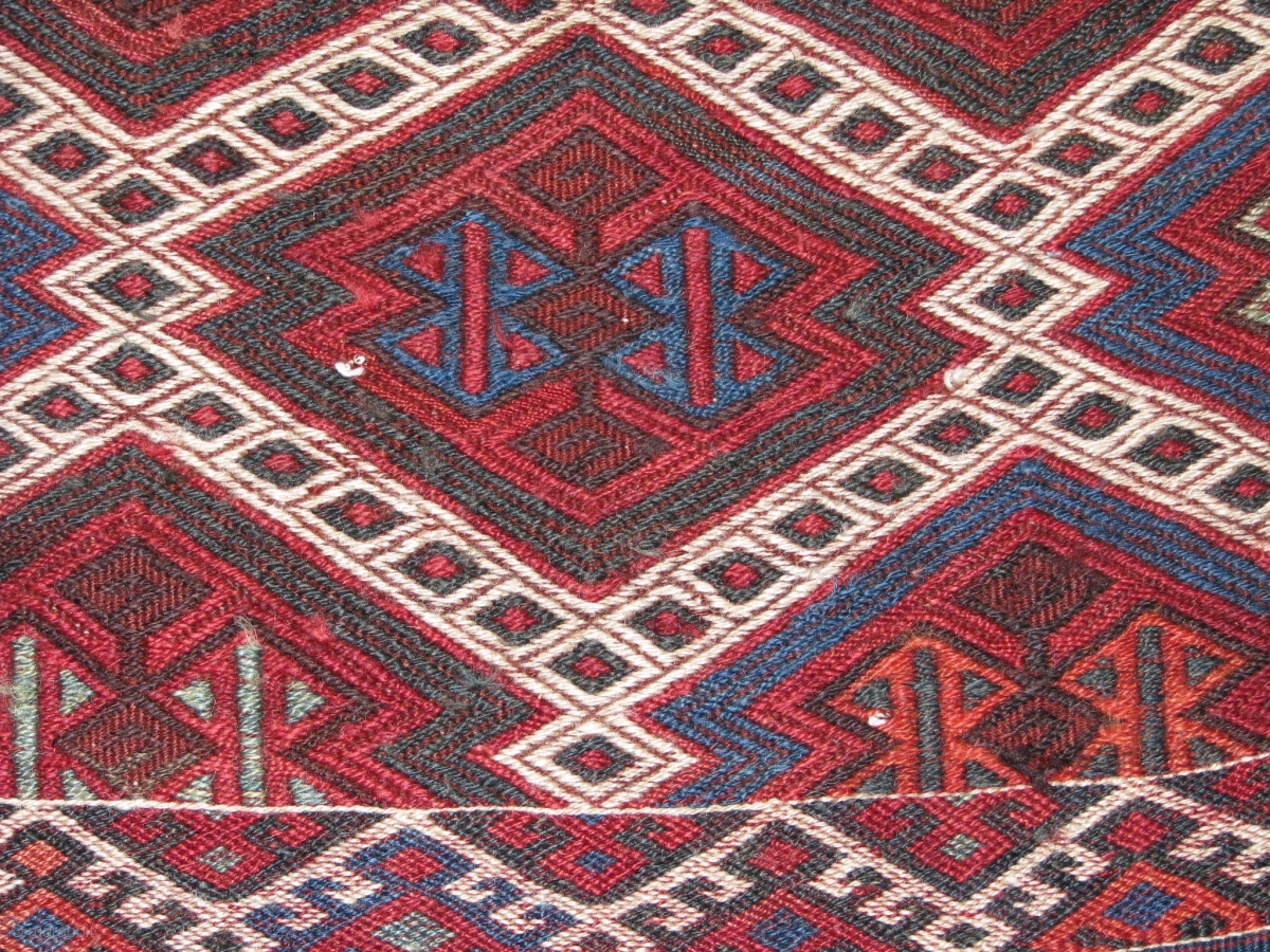 antique kurdish kilim.this lovely piece has kilim,jijim(verneh),soumack ...