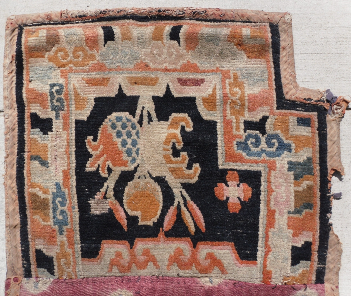 An antique Saddle Rug from the Kingdom of Bhutan, aprox 3.6 x 2 ft ...