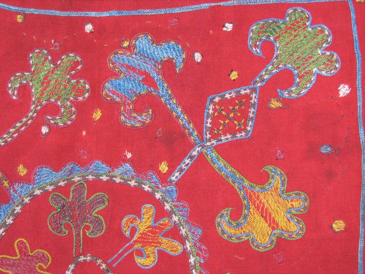 19th cent Lakai embroidery,beautiful,delicate ,unusual design,silk on ...
