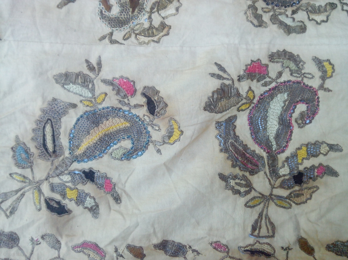 Greek Island embroidery (Skyros) linen with silk and metalic thread ...