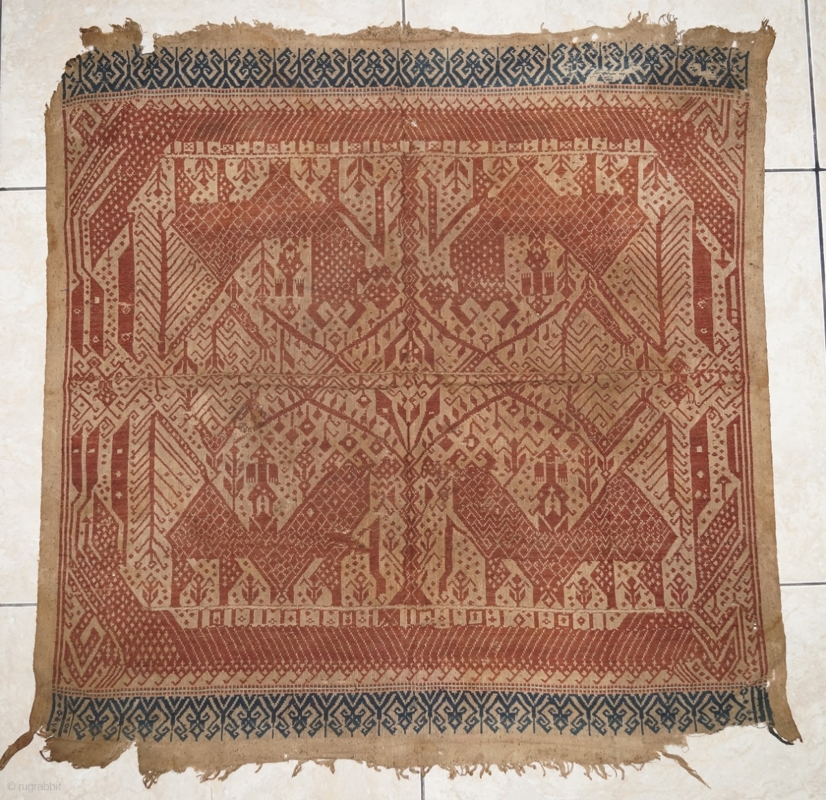 #RB007 Very rare large Tampan ceremonial cloth Lampung south Sumatra ...