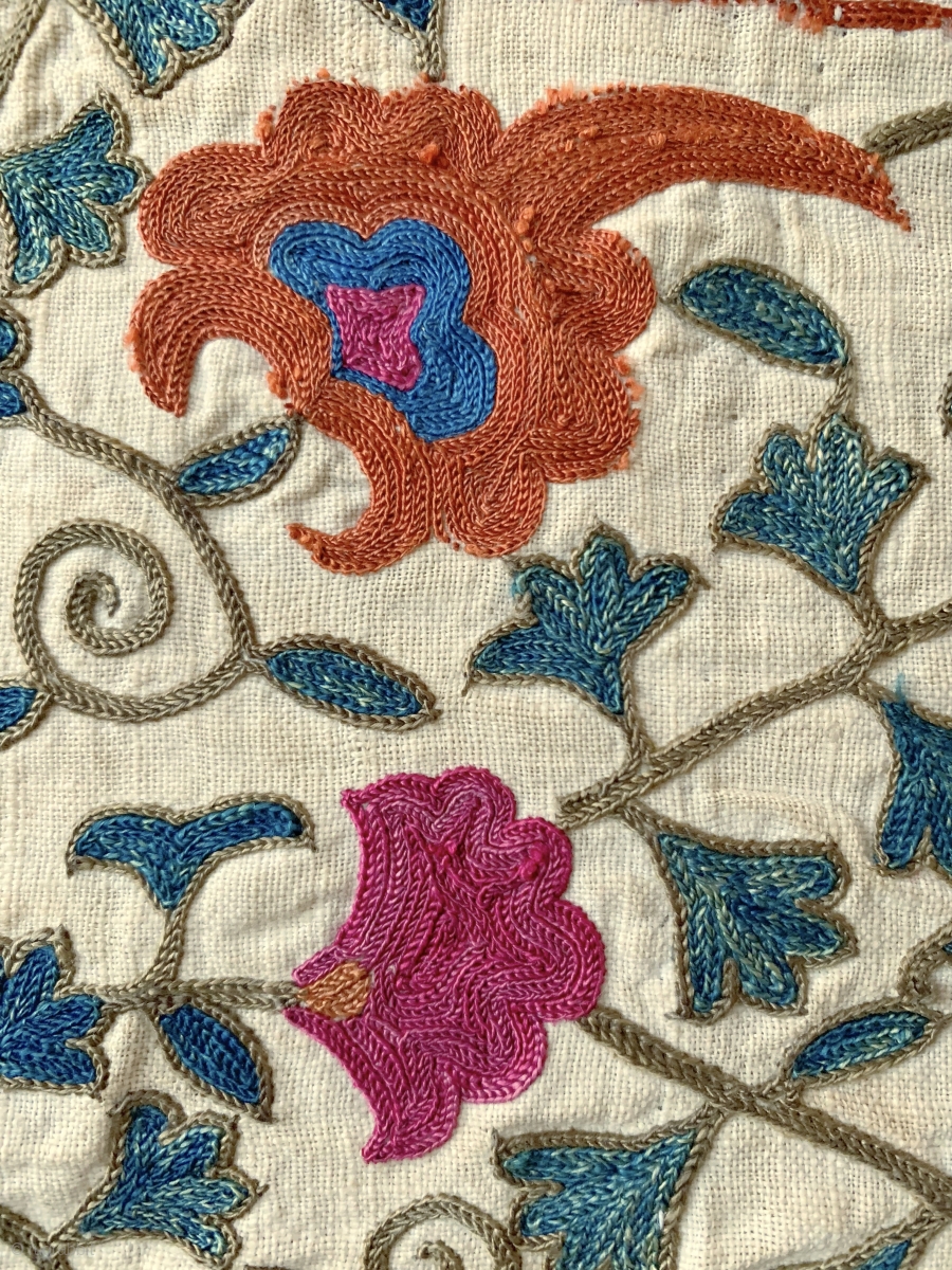 A majestic antique Uzbek silk suzani from 19th century Bukhara. This ...