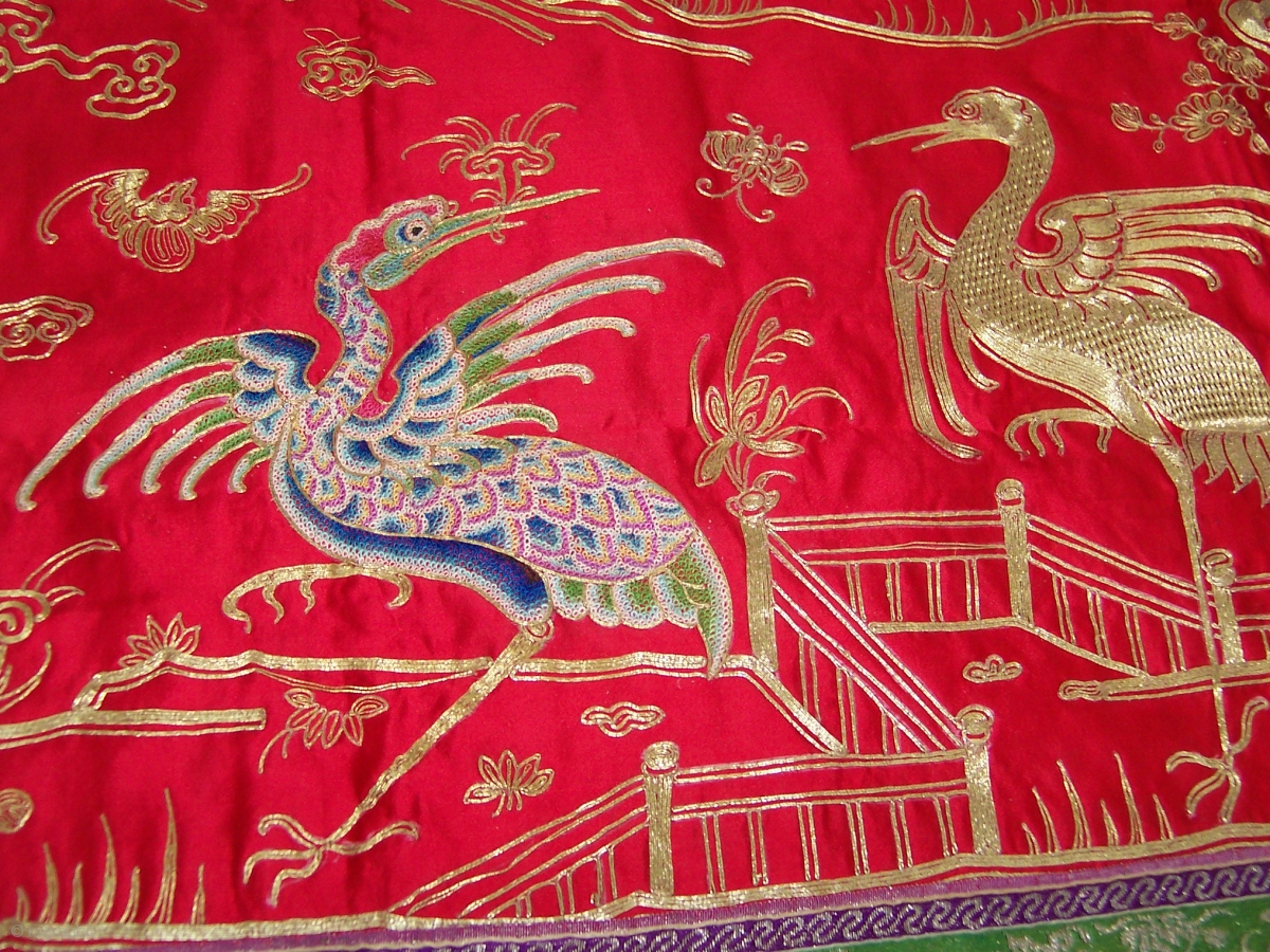 Early 19th Century Chinese Gold Thread Embroidery Tapestry - Rare ...