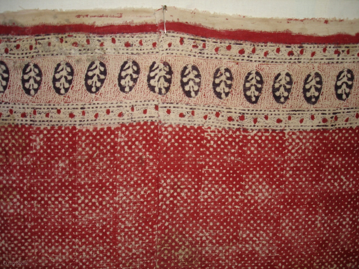 Early Block Print(Cotton Khadi)From Gujarat,India.Its size is 130cm x ...