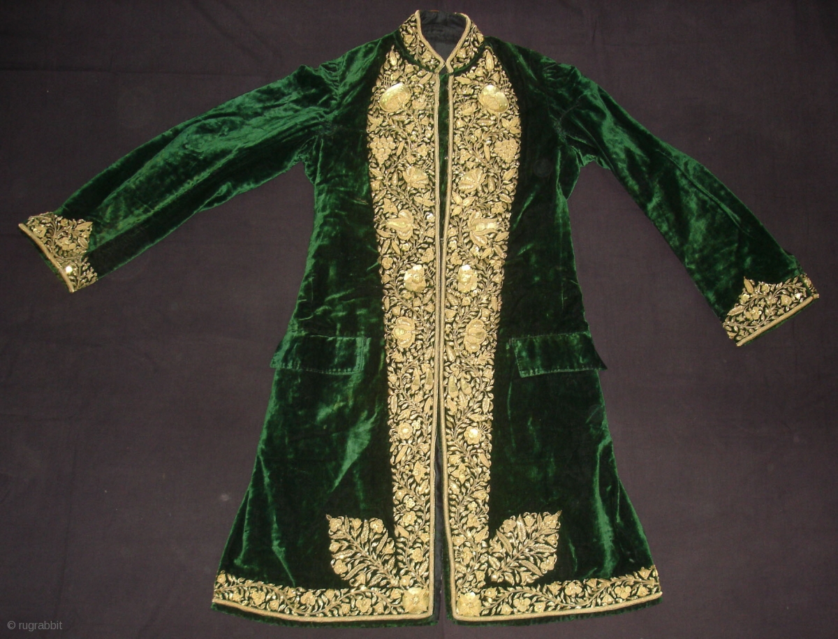 Choga Man’s overcoat,Zardozi(Real Zari)Embroidered on the cotton velvet ...