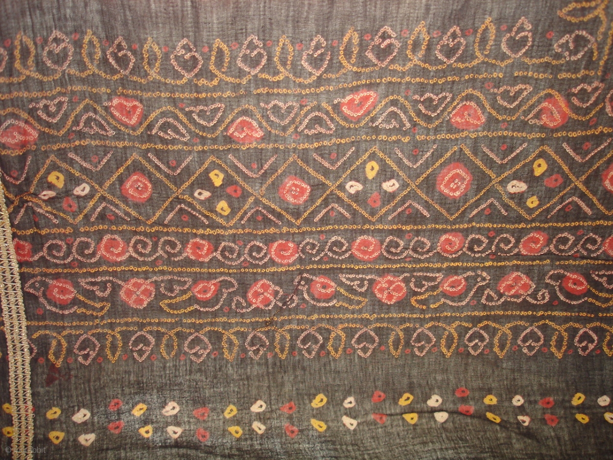 Tie and Dye(Cotton)Odhani From Kutch Gujarat India.Its size is 160cm X ...