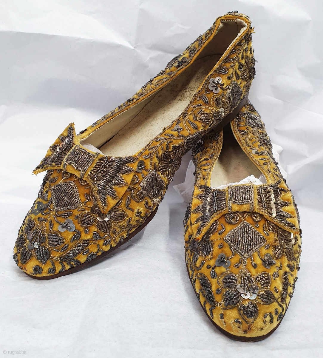 Pair of slippers for Women’s A Zardozi embroidery on the cotton Velvet ...