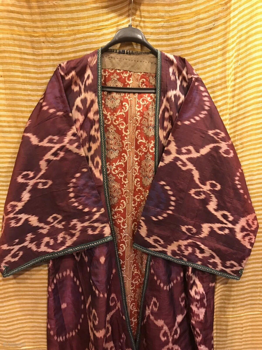 Antique Silk chapan, uzbek hand weaving coat, silk robe caftan clothes ...