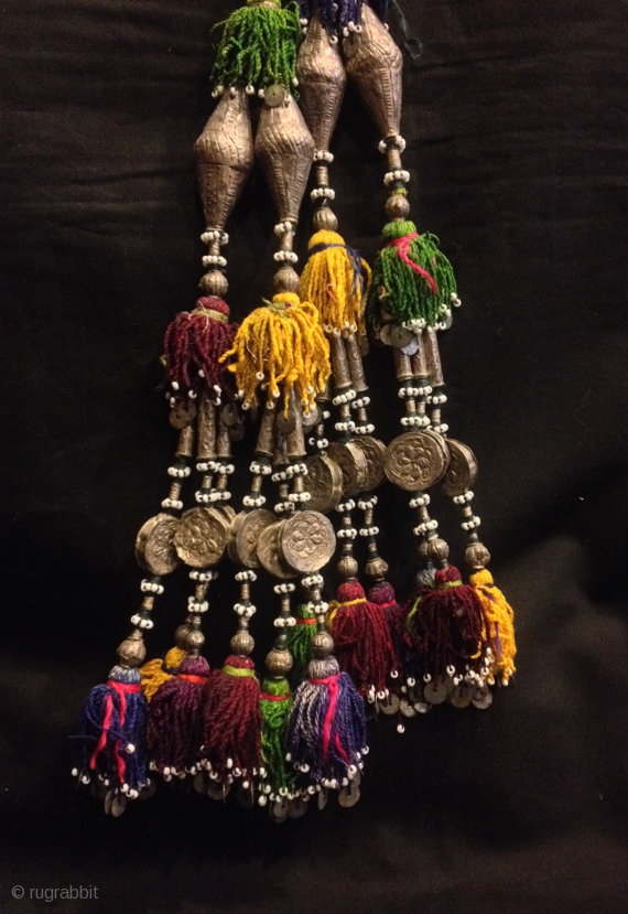 Vintage Uzbek afghan tribal silver tassel Size : Height : 30 cm (with ...