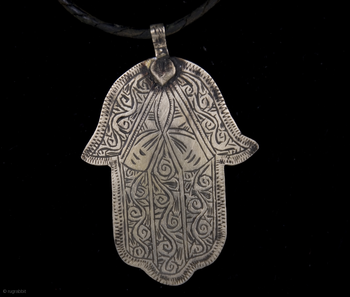 Old Berber pure silver Hamsa or Fatima's Hand, hand made amulet from ...