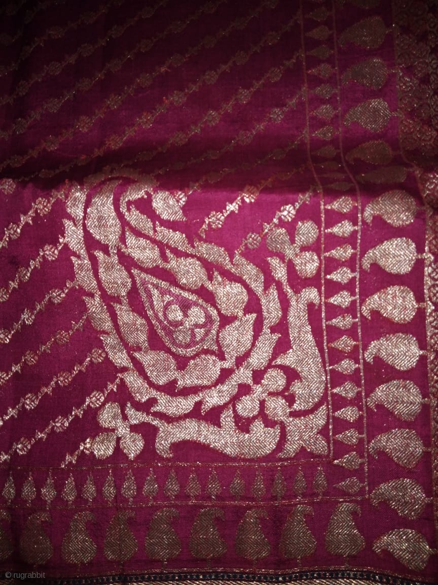 Vintage real Zari Pitambari sari in pink colour from Varanasi Uttar ...