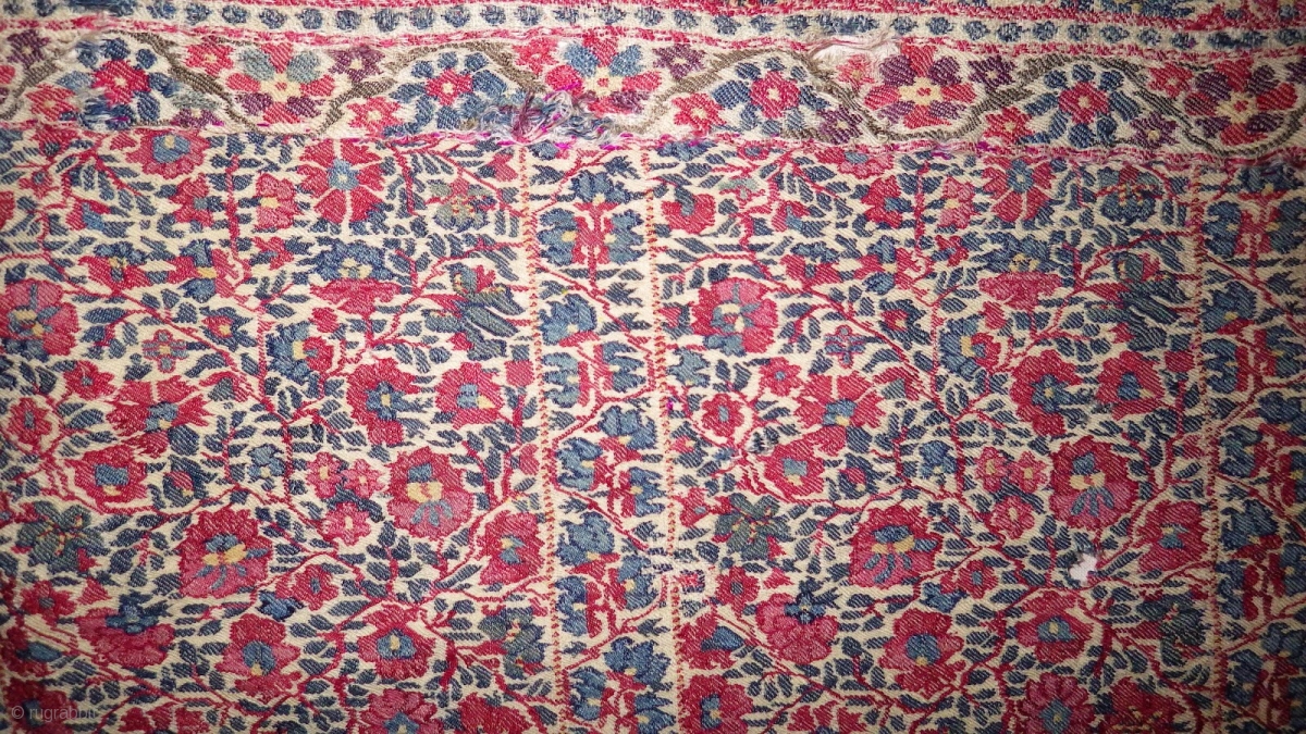 A fragment panel of very fine Kashmir kani shawl from 18th century ...