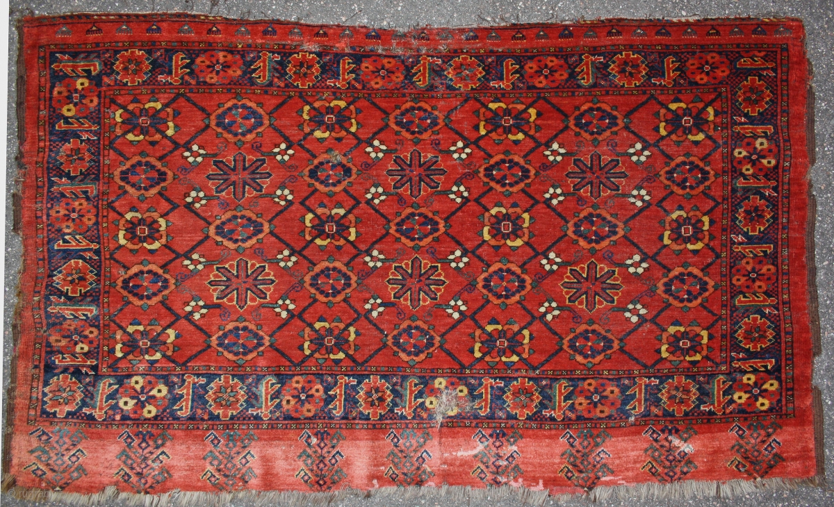 Early Beshir cuval, rare mina khani design with superb Colors, all ...