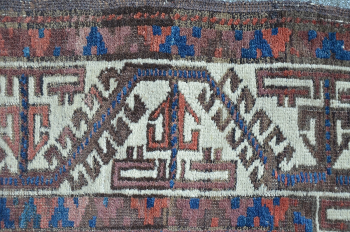 Exceptional Baluch with white ground Boat border and beautiful Kilim ...