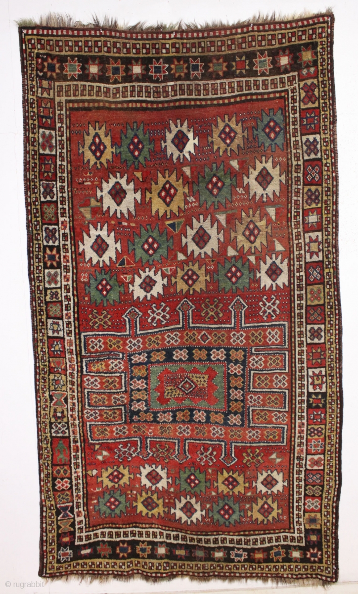 antique large kordi or quchan kurd rug with a strangely assymetric ...