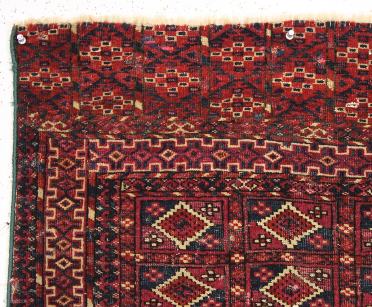 antique little tekke rug with interesting aina gul field and very nice ...