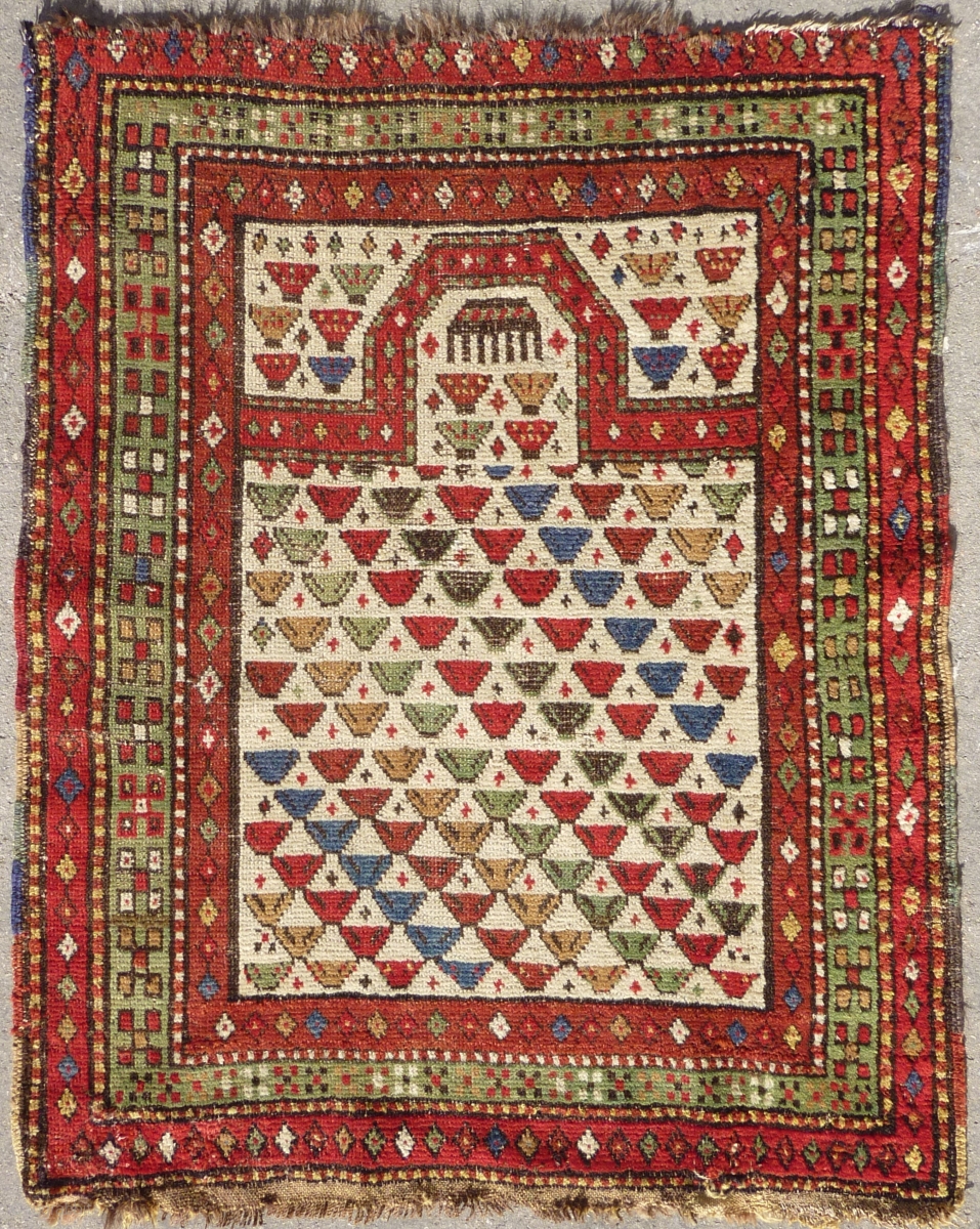 Antique and rare trans-caucasian prayer rug (103cm x 83cm). | rugrabbit.com