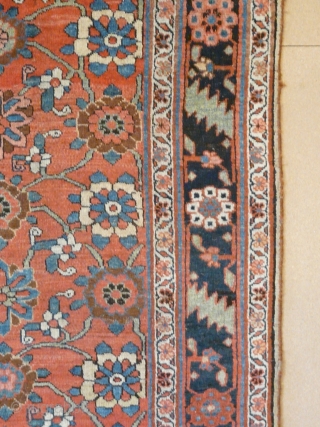 Mina Khani Design Bidjar kellei, 19th century, 3.56m x 1.70m, 11'9" x 5'6". Very good colour, especially the terracotta background, yellows, light blues and abrashed green. Crisply drawn and well-spaced design. Woollen  ...