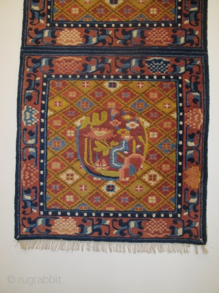 Antique Ningshia meditation rug, 1.38m x 0.70m (4'6" x 2'3"), excellent wool, very good condition. Price £700 plus shipping.              