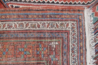 Highly dramatic 19th century Sarab Hall Carpet 5.44m x 2.55m (17'11" x 8'4") Edible colours. Combines a wonderful overall composition with numerous interesting elements. This is a very happy carpet!   