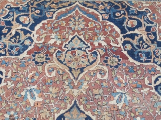 Mokhtashem Kashan Rug, 1.98m x 1.30m (6'7" x 4'3") Velvety 'Kurk' wool and a fine weave, high knot count. Subtle colours and a restrained elegant design. Very good pile, very minor restoration  ...