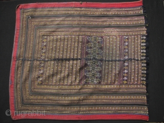 Antique Yao Embroidered Panel: Fine embroidery panel from the Yao, sometimes referred as the Mien, ethnic group from northwest Laos near the Vietnamese border. This piece is the back panel from of  ...