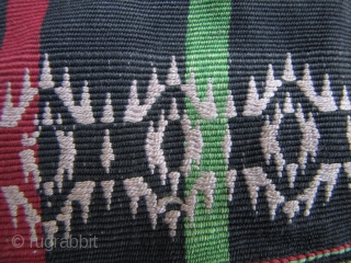 Naga Men’s Cloth: Fine, old and rare Chang Naga, three paneled body “prestige” cloth with anthropomorphic cowry shell design. The cloth may have been woven by the Meitei of the Manipur State  ...
