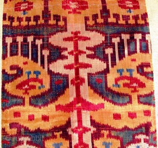 : IKAT velvet fragment
Origin: UZBEKISTAN 
Circa: 1880 
Size/Feet & Inches: 1'3'' x 2'7'' 
Size/Meters: 0.38 x 0.78 
               