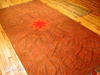 Type: PAISLEY SHAWL
 
Origin: FRANCE 

Circa: 1880 

Size/Feet & Inches: 5'2'' x 10'7''
 
Size/Meters: 1.57 x 3.22 
               