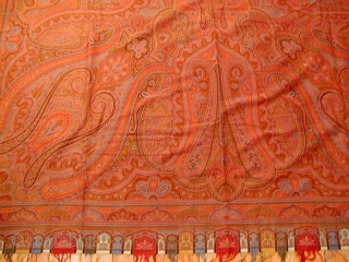 Type: PAISLEY SHAWL
 
Origin: FRANCE 

Circa: 1880 

Size/Feet & Inches: 5'2'' x 10'7''
 
Size/Meters: 1.57 x 3.22 
               