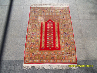 Antıque Anatolıan Sılk Carpet Good Conditions Perfect size:122x90 cm                        