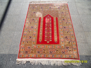 Antıque Anatolıan Sılk Carpet Good Conditions Perfect size:122x90 cm                        