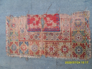 Real Old Anatolian Kırşehir Mucur Carpet Fragment size: 135x70 cm.                       