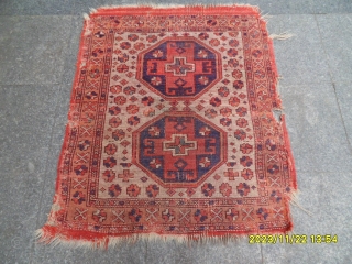 Antique Anatolian Bergama Carpet Size: 102x91 cm.                          