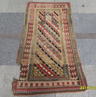 Antıque Caucasian Prayer Fragment Carpet size:152x86 cm.                          