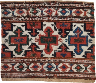 Sumak bedding bag end panel, Shahsavan tribe, Hashtrud-Miyaneh region, Northwest Persia, Circa 1860, 55 x 46 cm (21.5 x 18 inches) Part of our new online exhibition https://www.albertolevi.com/exhibitions/from-eurasia-with-love/

Bedding bags with this repeating  ...