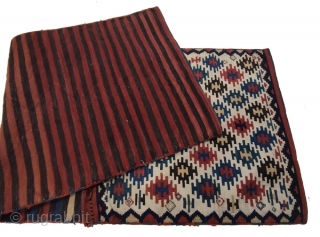 Kilim saddlebag, Qarabagh area, Central Transcaucasia, circa 1880, 64 x 160 cm (25 x 63 inches) Part of our current online exhibition
https://www.albertolevi.com/exhibitions/from-eurasia-with-love/

The infinite repeat pattern of hexagonal devices with a sawtooth outline  ...