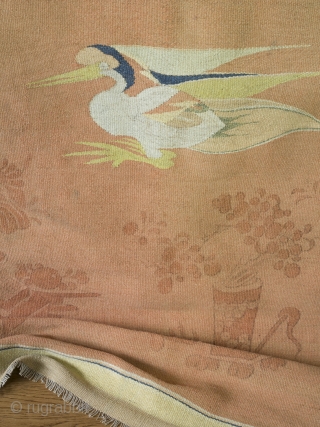 Antique Mongolian Gansu tapestry


The most beautiful and unusual double sided kilim tapestry. 276cm x 117cm.


Featuring woven Taoist cranes and block printed decorative elements over the most astonishingly attractive ombre pink/coral/orange background. The  ...