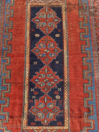 South Caucasian rug, best colors and glossy wool. Colors much better than on this site, will email or app originals. Some lowered pile, sides original but loose. Excellent for display or light  ...