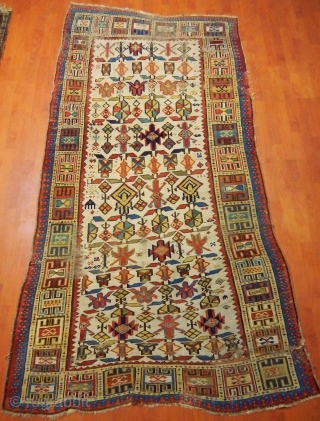 Antique Caucasian  Dağıstan Rug  Size.255x140cm	                          