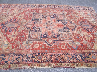 great antique heriz rug measuring 8' x 11' 9" beautiful colors solid rug no dry rot condition as shown clean no pets with some wear 1675.00 plus shipping

SOLDDDDDDDDDDDDDDDDDDDDD     