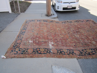 antique mahal rug 9'  x 11' 9" solid rug no dry rot no hole some old moth wear some loss to the ends great soft colors cheap money SOLDDDDDDDDDDDDDDDDDDDDDDDDD   