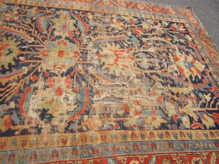 beautiful antique heriz serapi rug 7' 11" x 11' 9" good general pile damaged in the middle loos to the ends no dry rot no pets and no smoke needs cleaning.

SOLDDDDDDDDDDDDDDDDDDDDDDDDDDDDDDDD  