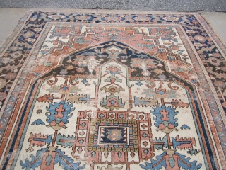 antique heriz serapi rug 8' 8" x 12' 6" in poor condition restorable as shown nice design and rare colors no dry rot no pets 1375.00 plus shipping SOLDDDDDDDDDDDDDDDDDDDDDDDDDD    