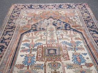 antique heriz serapi rug 8' 8" x 12' 6" in poor condition restorable as shown nice design and rare colors no dry rot no pets 1375.00 plus shipping SOLDDDDDDDDDDDDDDDDDDDDDDDDDD    