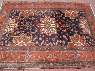 great antique karajeh karaja rug measuring very good size of 4' 10" x 6' 7" very good condition even low pile nice border design rare drawing.SOLD THANKS      