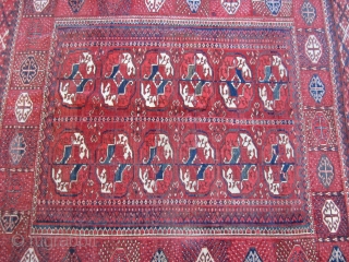 beautiful vintage (SOLD SOLD THANKS) turkoman tekke rug full pile no worn spot collector piece excellent wool quality measures 4' 3" x 4' 10" great colors and design.SOLD THANKS    