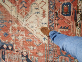 estate distressed antique serapi rug 9' 5" x 12' very supple condition as shown no dry rot clean rug worn in places great open design 2700 plus shipping. SOLDDDDDDDDDDDDDDDDDDDDDDDDDDDDDDDDDDDDDDDDD    